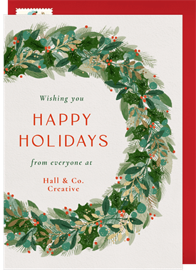 'Textured Wreath' Business Holiday Greetings Card