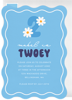 'Twoey' Kids Birthday Invitation