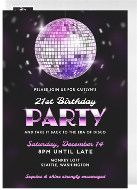 'Shimmering Disco' Adult Birthday Invitation