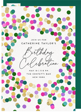 'Celebratory Confetti Sparkles' Adult Birthday Invitation