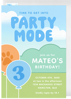 'Paw-ty Mode' Kids Birthday Invitation