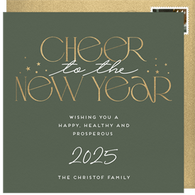 'Cheers to the New Year' New Year's Greeting Card