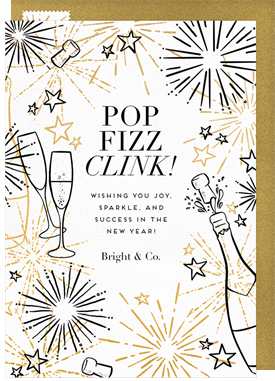 'Fizz & Fireworks' Business New Year's Greeting Card