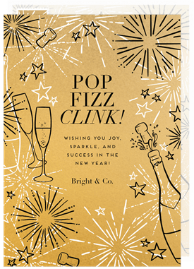 'Fizz & Fireworks' Business New Year's Greeting Card