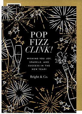 'Fizz & Fireworks' Business New Year's Greeting Card