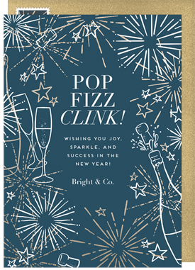 'Fizz & Fireworks' Business New Year's Greeting Card