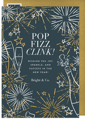 'Fizz & Fireworks' Business New Year's Greeting Card