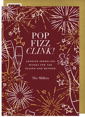 'Fizz & Fireworks' New Year's Greeting Card