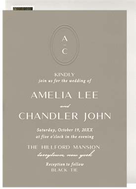 'Oval Modern Stack' Wedding Invitation