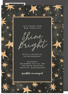 'Bokeh Starry Night' New Year's Party Invitation