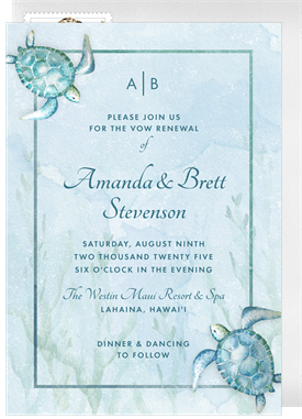 'Watercolor Sea Turtles' Vow Renewal Invitation