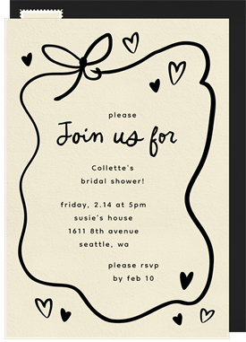 'Sweetheart Ribbon Border' Bridal Shower Invitation