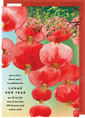 'Lovely Paper Lanterns' Chinese New Year Invitation