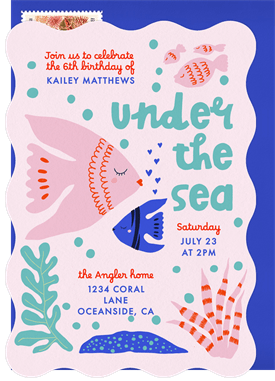 'Sweet Under The Sea' Kids Birthday Invitation