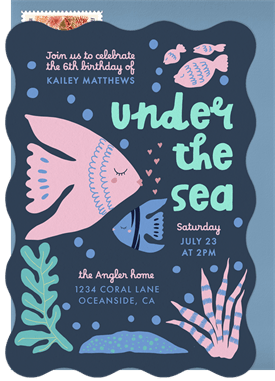 'Sweet Under The Sea' Kids Birthday Invitation