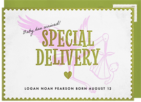 'Overprint Special Delivery' Birth Announcement