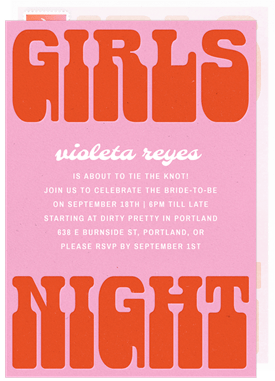 'Bold Girls Night' Bachelorette Party Invitation