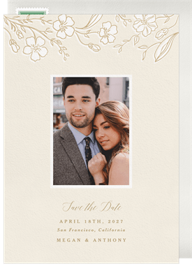 'Outlined Florals' Wedding Save the Date