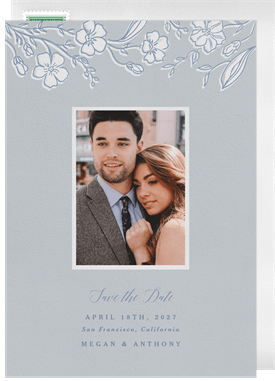 'Outlined Florals' Wedding Save the Date