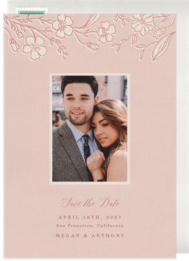 'Outlined Florals' Wedding Save the Date