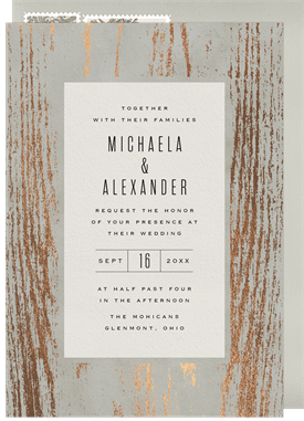 'Foil Woodgrain' Wedding Invitation