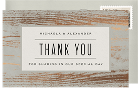 'Foil Woodgrain' Wedding Thank You Note