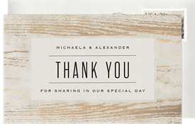 'Foil Woodgrain' Wedding Thank You Note