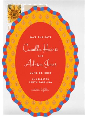 'Maximalist Mixed Patterns' Wedding Save the Date