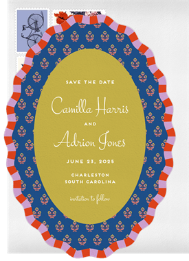 'Maximalist Mixed Patterns' Wedding Save the Date