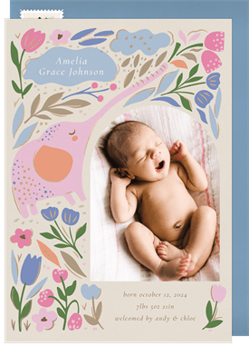 'Sweet Garden Whimsy' Birth Announcement