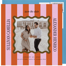 'Cabana Stripes' Wedding Save the Date