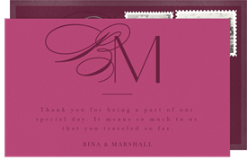 'Luxe Monogram' Wedding Thank You Note