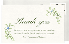 'Handpainted Crest' Wedding Thank You Note