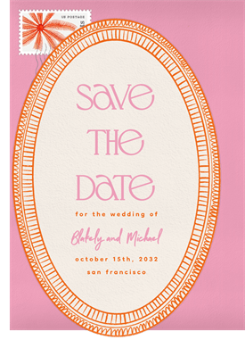 'Whimsical Oval' Wedding Save the Date