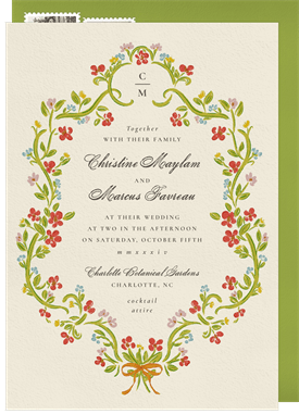 'Baroque Floral Frame' Wedding Invitation