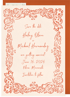 'Ornate Handdrawn Frame' Wedding Save the Date