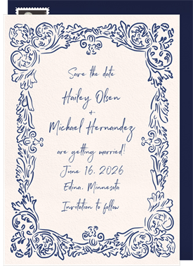 'Ornate Handdrawn Frame' Wedding Save the Date