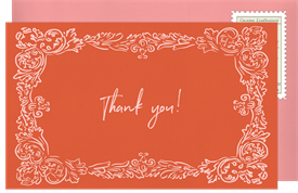 'Ornate Handdrawn Frame' Wedding Thank You Note