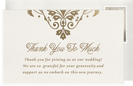 'Ornate Die Cut' Wedding Thank You Note