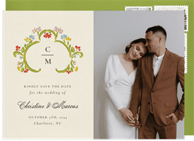 'Baroque Floral Frame' Wedding Save the Date