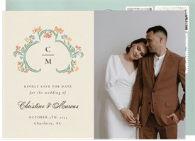 'Baroque Floral Frame' Wedding Save the Date