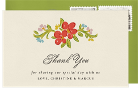 'Baroque Floral Frame' Wedding Thank You Note