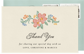 'Baroque Floral Frame' Wedding Thank You Note