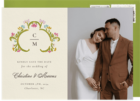 'Baroque Floral Frame' Wedding Save the Date