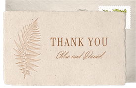 'Delicate Pressed Fern' Wedding Thank You Note