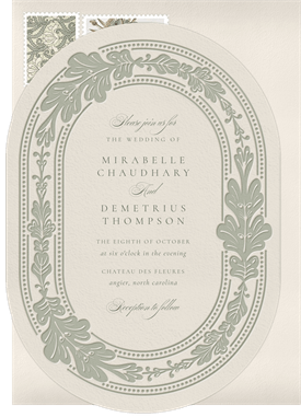 'Elegant Oval Frame' Wedding Invitation