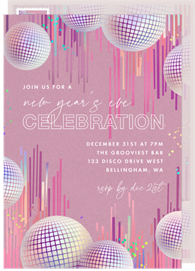 'Glitter Groove' New Year's Party Invitation