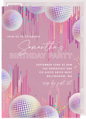 'Glitter Groove' Adult Birthday Invitation