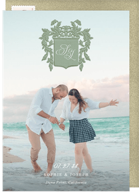 'Antique Acanthus Shield' Wedding Save the Date