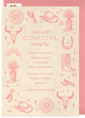 'Cowgirl on the Way' Kids Birthday Invitation
